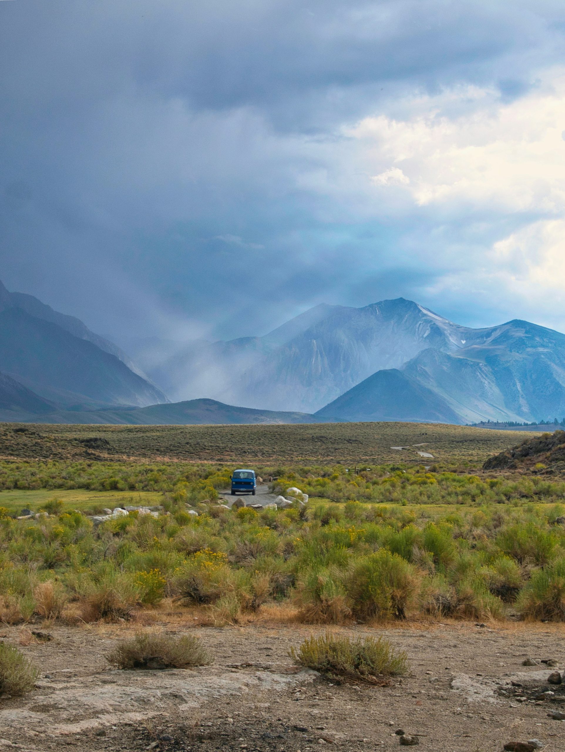 Van journey through California desert